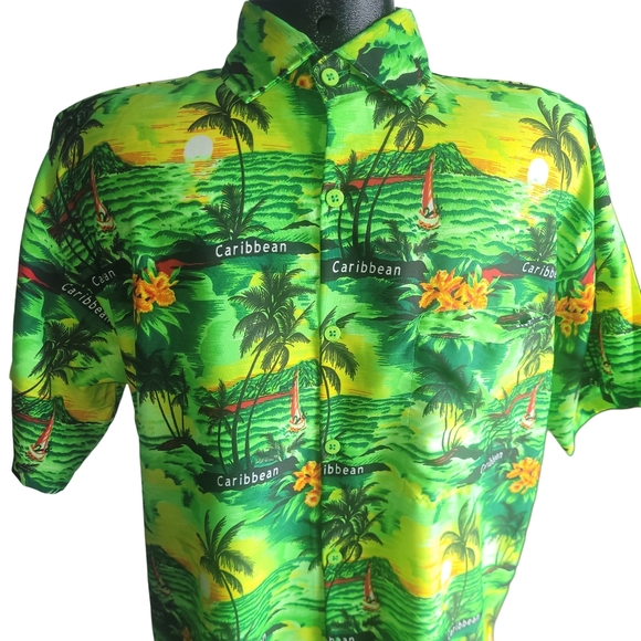 Tropical Green Men's Short Sleeve Shirt M - Picture 2 of 5
